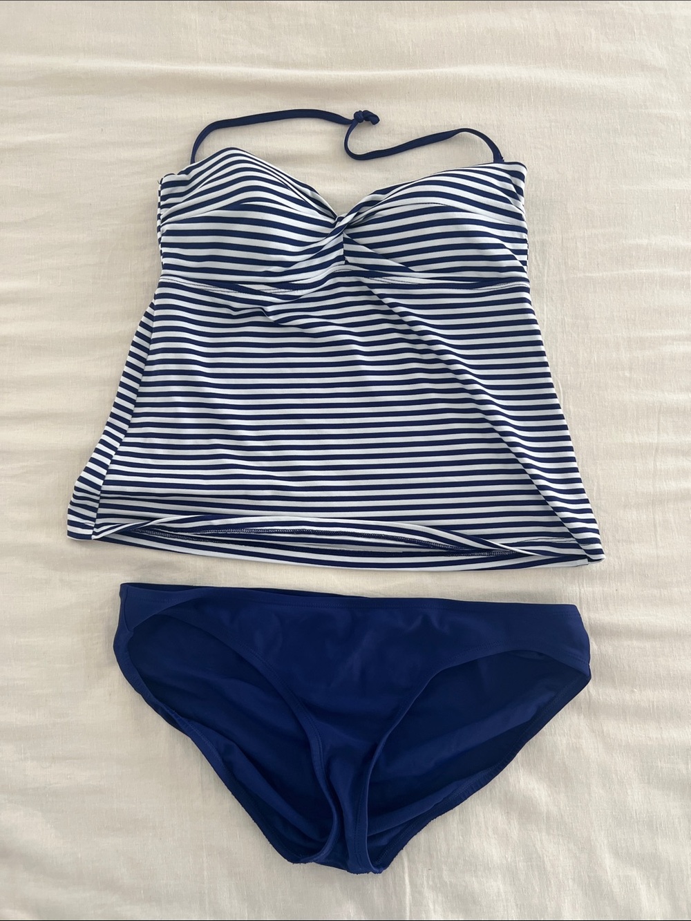 Striped Navy & White Tankini Set - Women Swim
